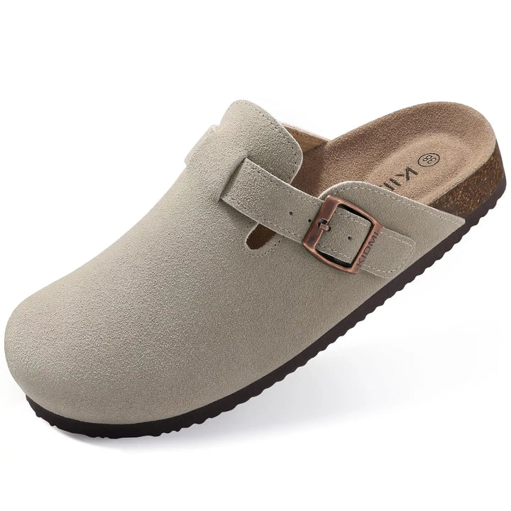 Sophia | Women's Suede Sandals with Cork Sole-Metro Lane Plaza
