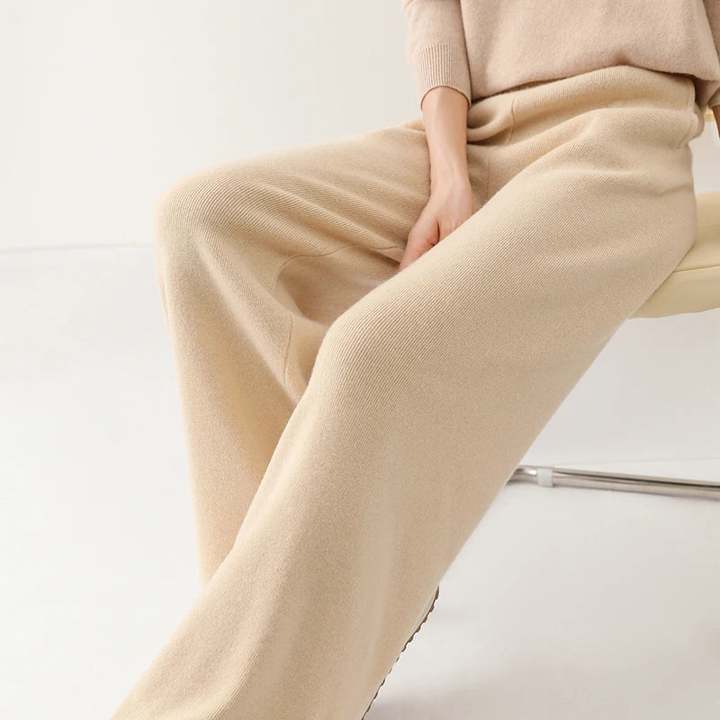 Luxe Merino Pants | Women's High Waist Merino Wool Trousers-Metro Lane Plaza