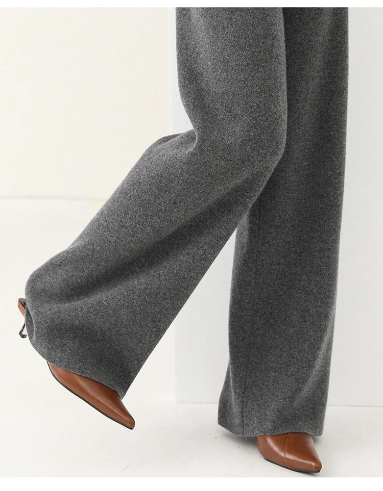 Luxe Merino Pants | Women's High Waist Merino Wool Trousers-Metro Lane Plaza
