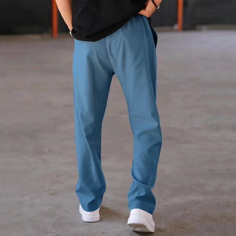 John | Men's Loose-Fit Straight Trousers with Pockets and Drawstring-Metro Lane Plaza
