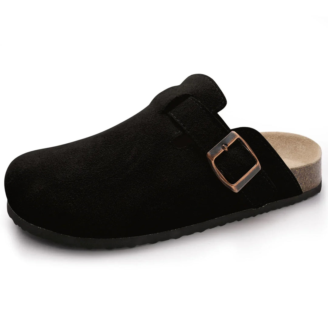 Sophia | Women's Suede Sandals with Cork Sole-Metro Lane Plaza