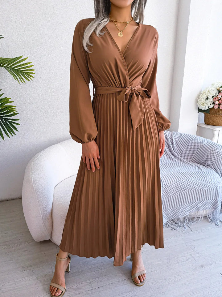 Ellie | Women's V-Neck Maxi Dress - Elegant Long Dress for Casual or Formal Wear-Metro Lane Plaza