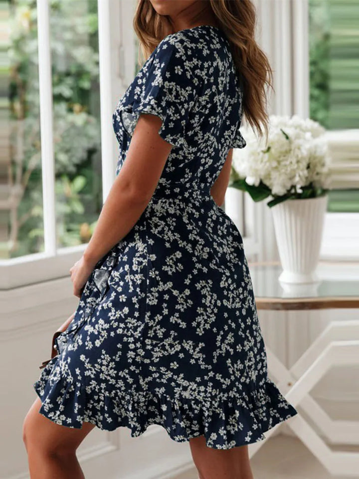 Gianna | Floral Wrap Mini Dress for Effortless Summer Style-Metro Lane Plaza