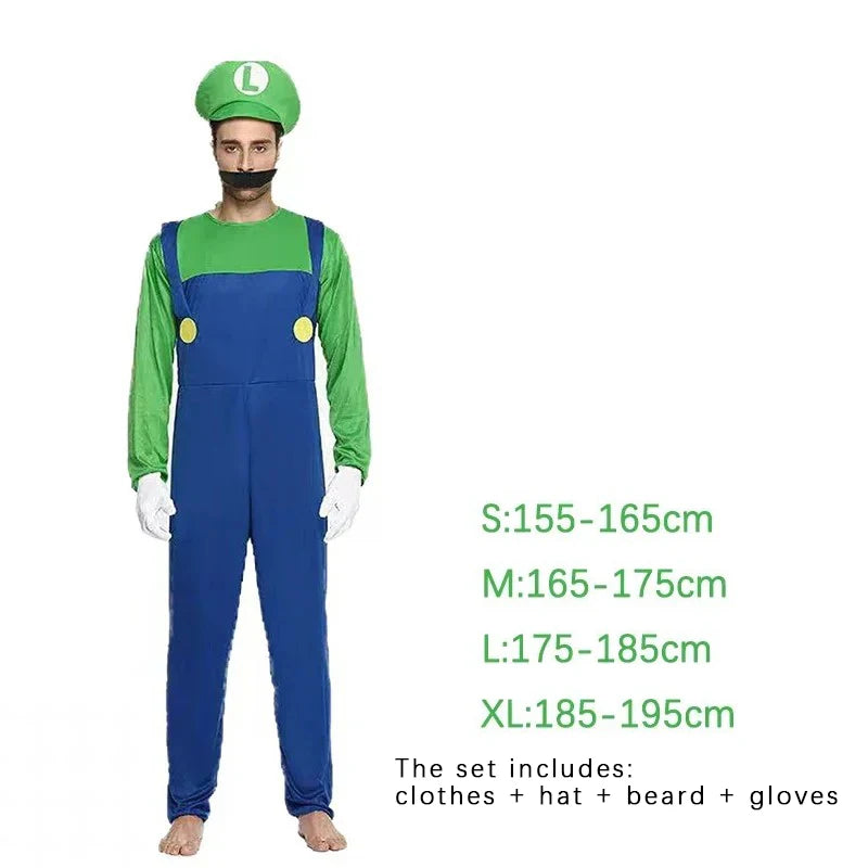 Super Mario Luigi Brothers Cosplay Costume Set for Halloween