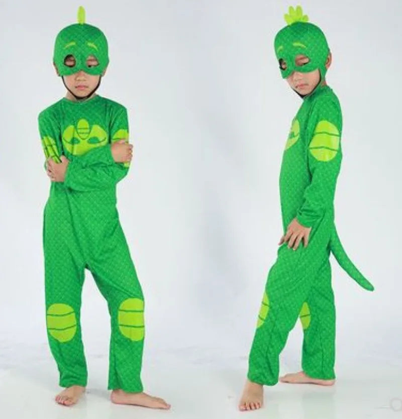 Disfraz de pijama azul de héroe del anime con máscara para niños