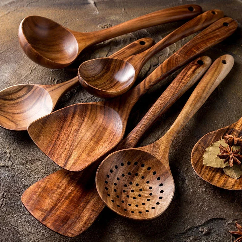 Artisan Teakwood Cooking Utensil Set-Metro Lane Plaza