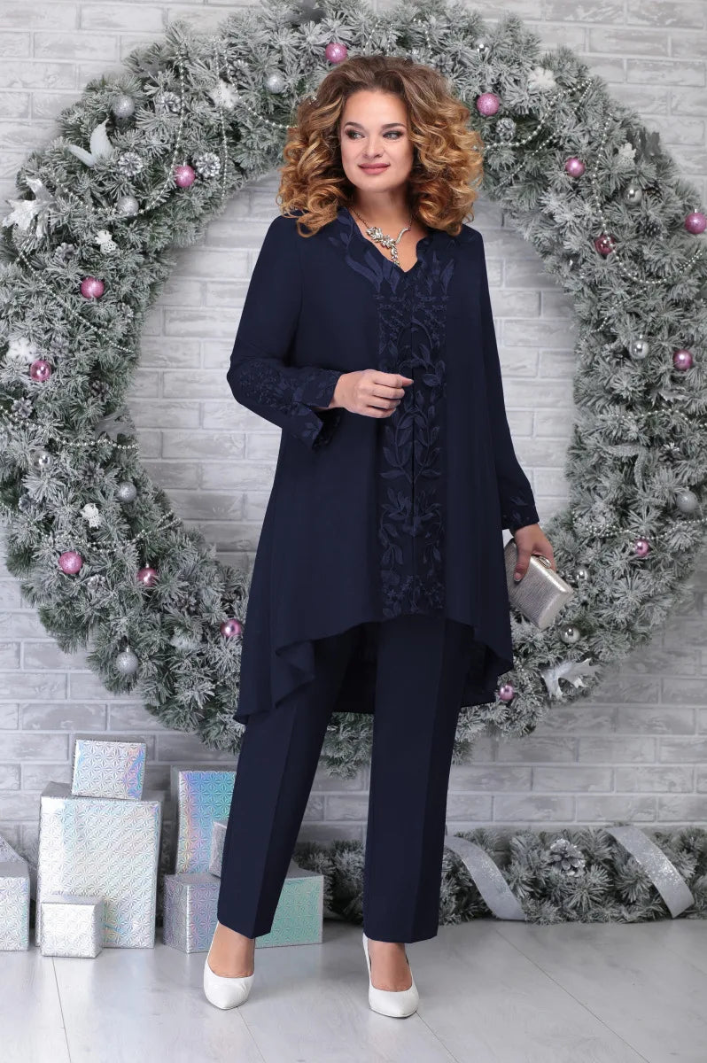 Marlene | Women's Plus Size Embroidered 3-Piece Outfit-Metro Lane Plaza