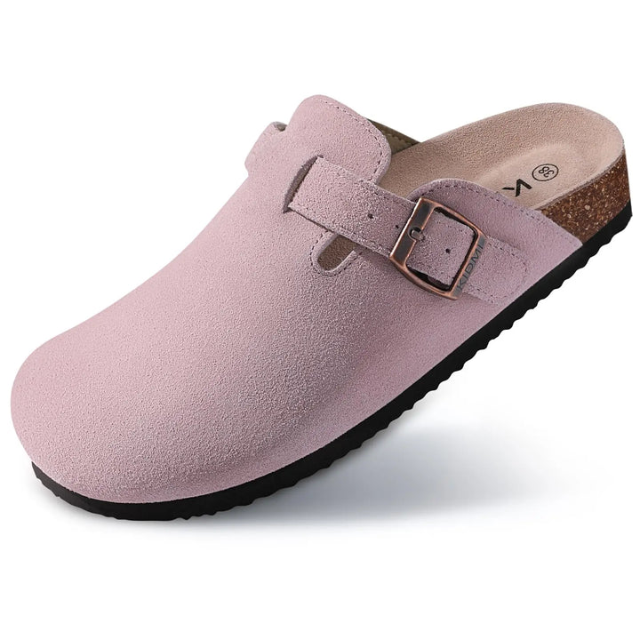 Sophia | Women's Suede Sandals with Cork Sole-Metro Lane Plaza
