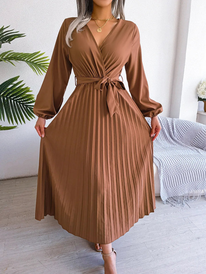 Ellie | Women's V-Neck Maxi Dress - Elegant Long Dress for Casual or Formal Wear-Metro Lane Plaza