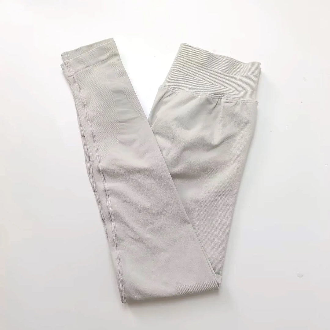 Leggings de ioga sem costuras, com cós canelado baixo, para mulher