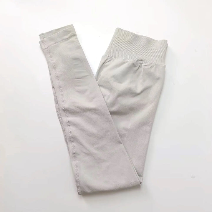 Leggings de ioga sem costuras, com cós canelado baixo, para mulher