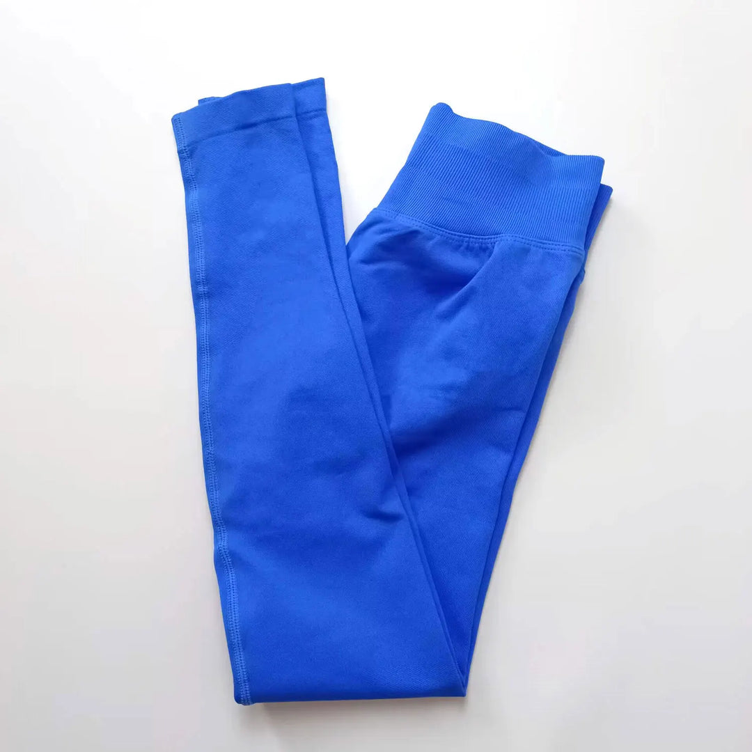 Leggings de ioga sem costuras, com cós canelado baixo, para mulher