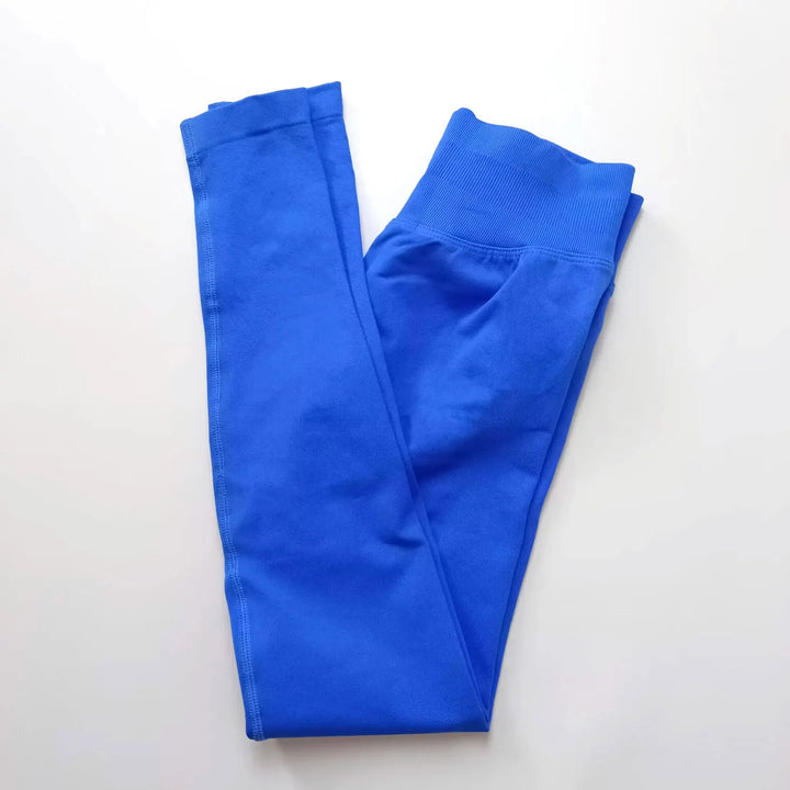 Leggings de ioga sem costuras, com cós canelado baixo, para mulher