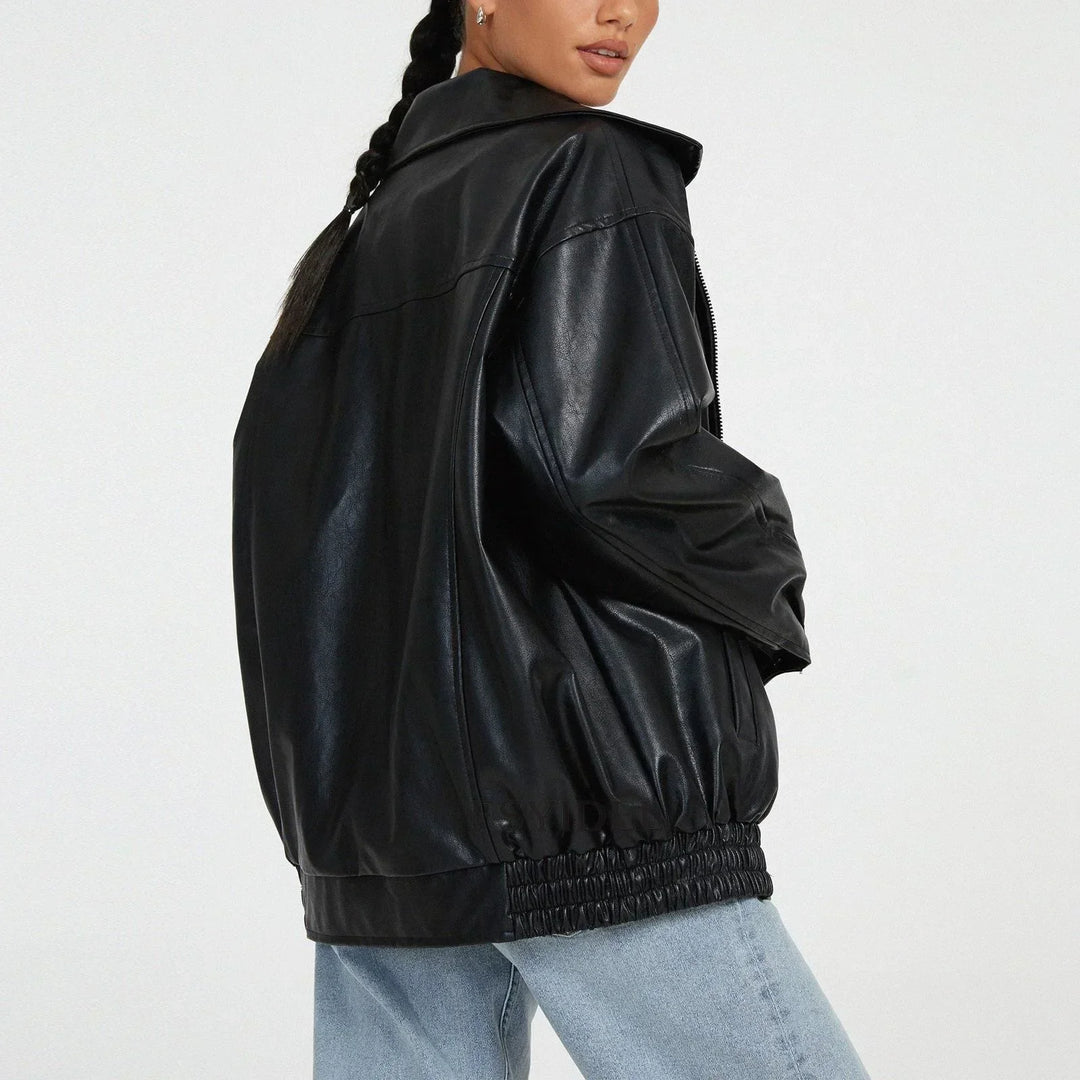 Oversize-Lederjacke für Damen