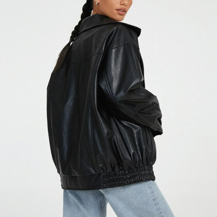 Oversize-Lederjacke für Damen