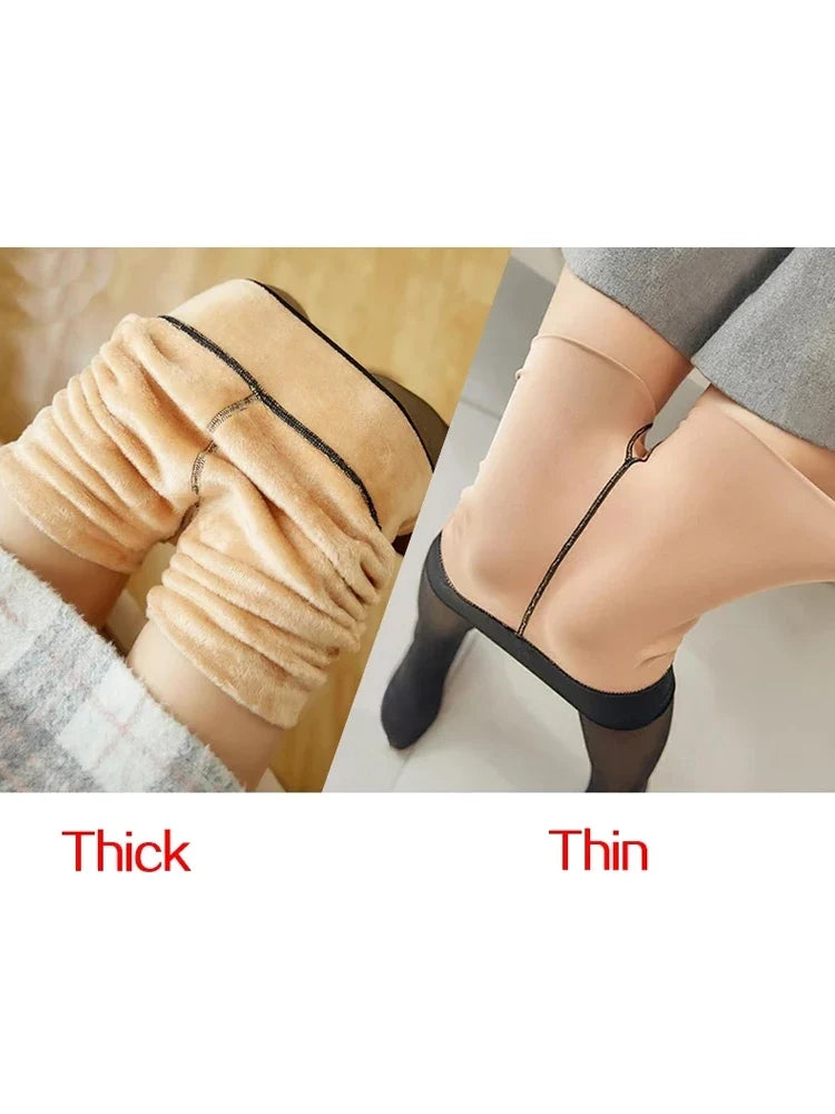 Women's Thermal Fleece Leggings - Lightweight Winter Tights for Casual Wear