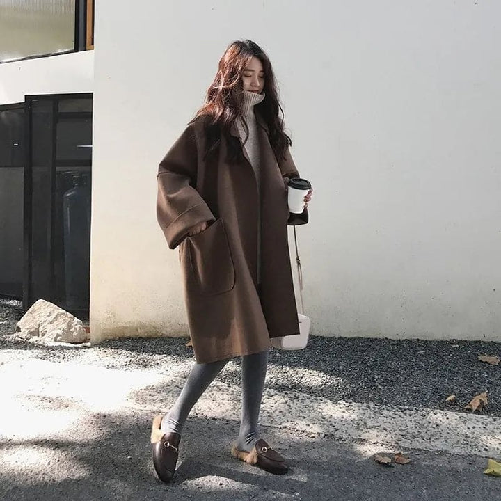 Langer Wollmischmantel für Damen