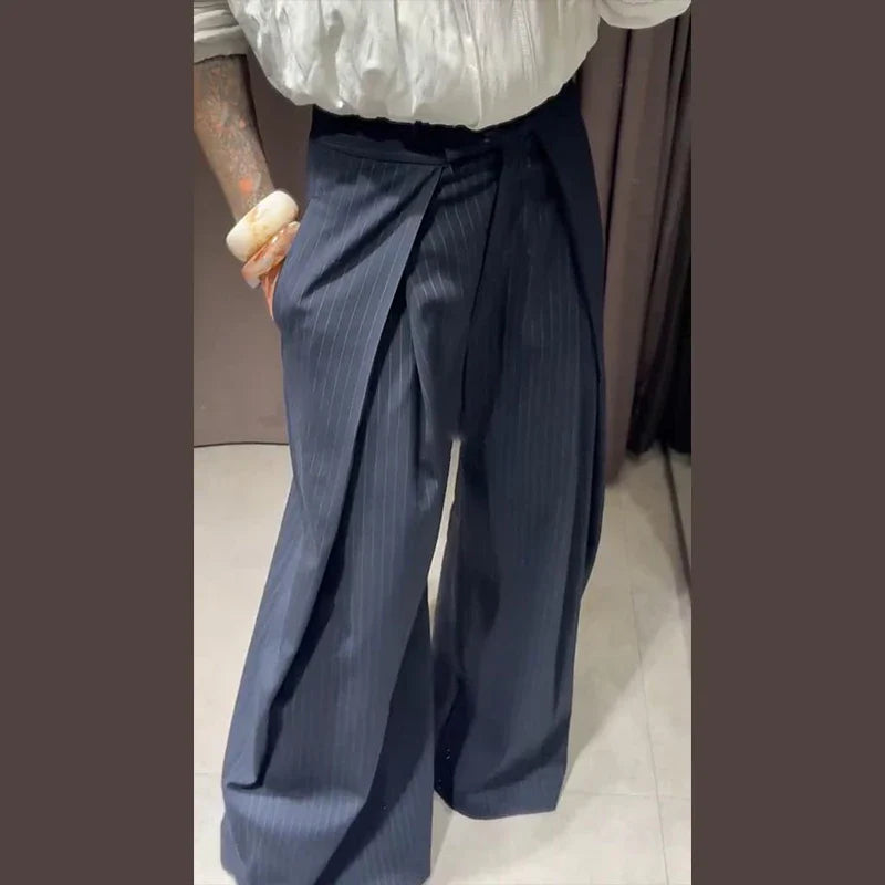Maud | Women's Striped Baggy Trousers-Metro Lane Plaza