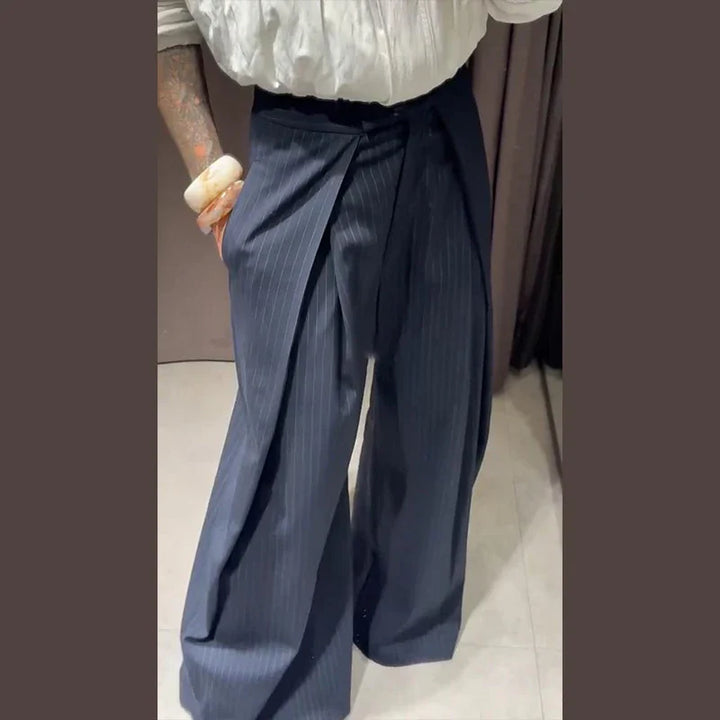 Maud | Women's Striped Baggy Trousers-Metro Lane Plaza