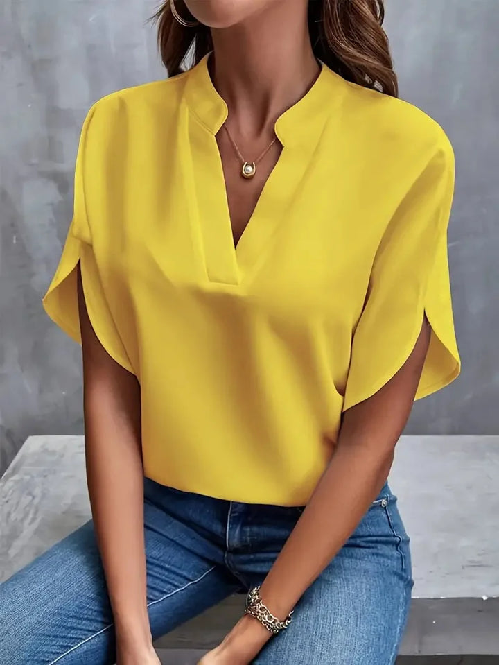 Bettina | Women's Stylish V-Neck Flowing Blouse-Metro Lane Plaza