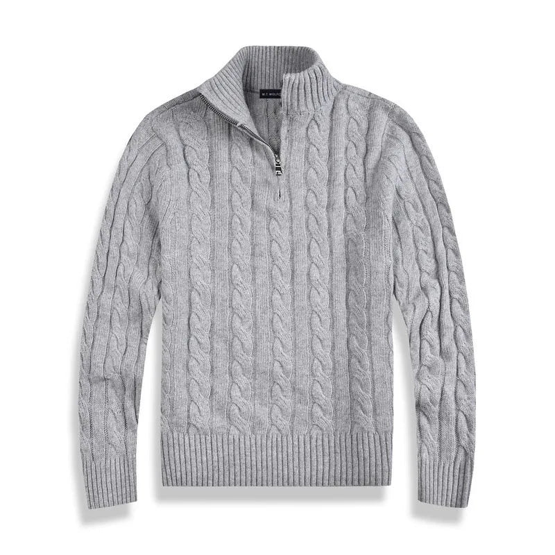 Herrenpullover mit halbem Reißverschluss