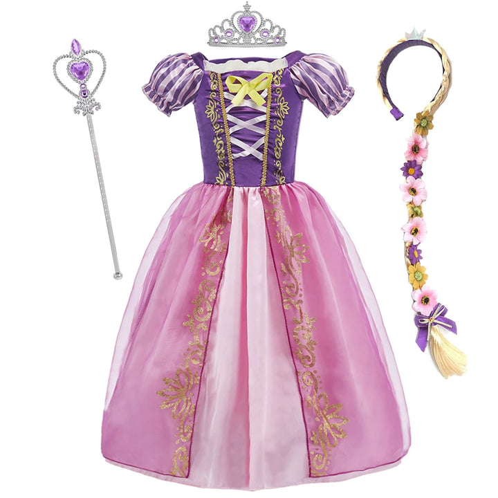 Prinsessekostume med kjole til børn til halloween, fødselsdagsfest og cosplay