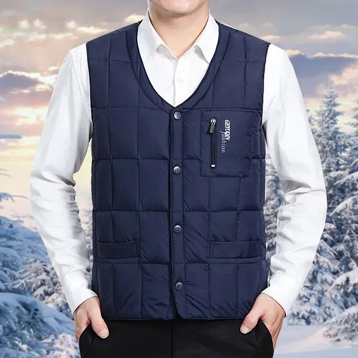Leichte Daunenweste für Herren – V-Ausschnitt, Winterjacke aus Polyester