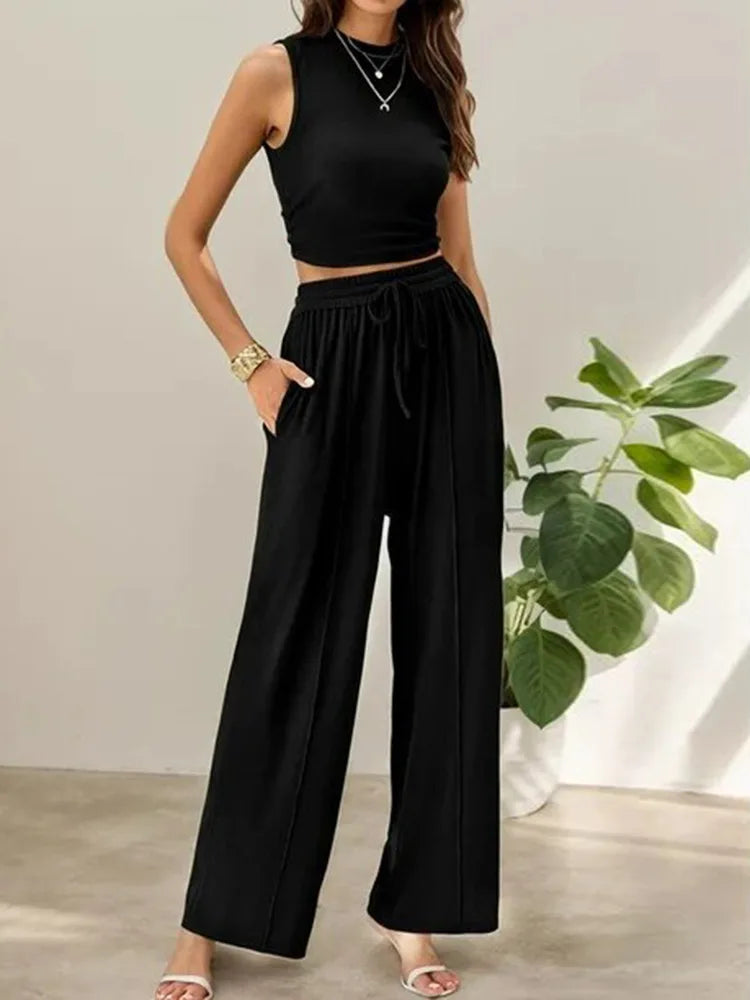 Lena | Women's Summer Two-Piece Pant Set-Metro Lane Plaza