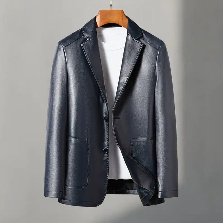 Americana de cuero para hombre al estilo de Milán