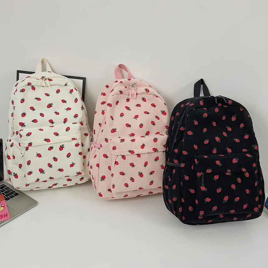 Tyra | Women's Backpack with Strawberry Design-Metro Lane Plaza