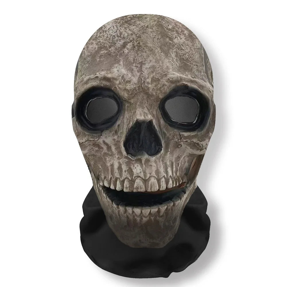 Máscara 3D de Ghost Face para o Halloween, acessório de fantasia com malha elástica e cobertura integral da cabeça em forma de caveira