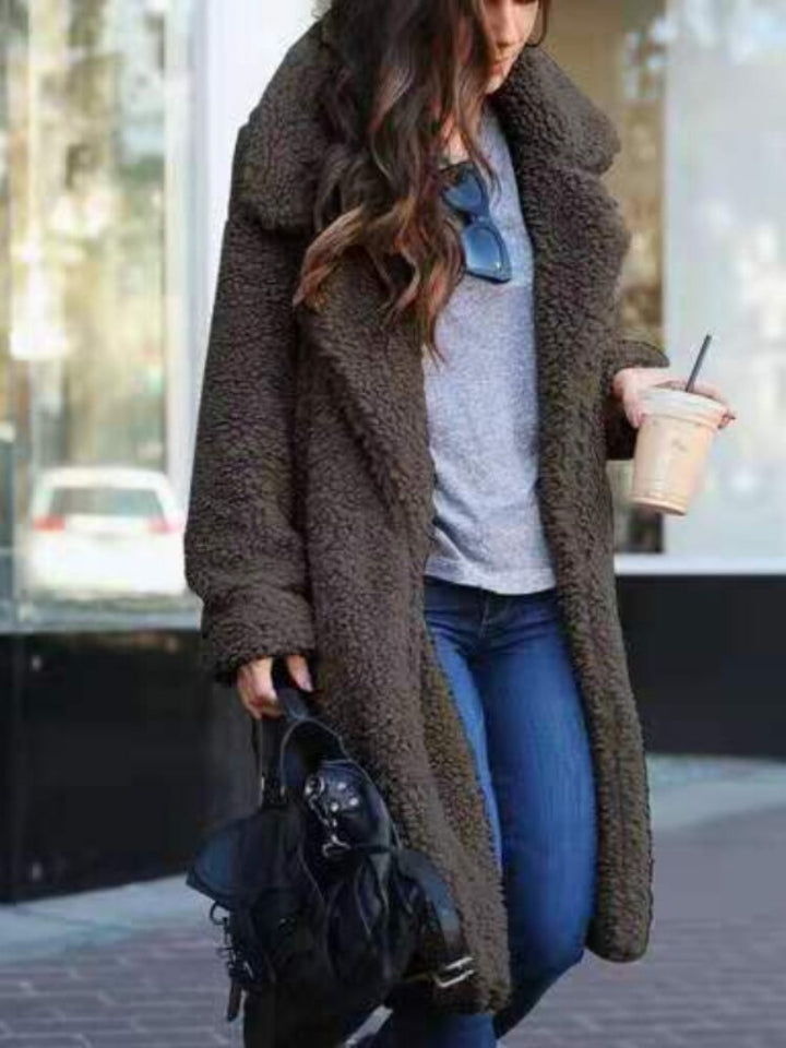Women's Long Soft Fleece Teddy Coat-Metro Lane Plaza