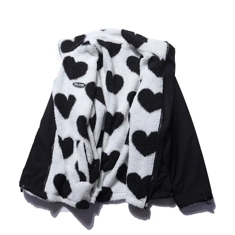 Giacca reversibile con cuore e dal comfort avvolgente da donna