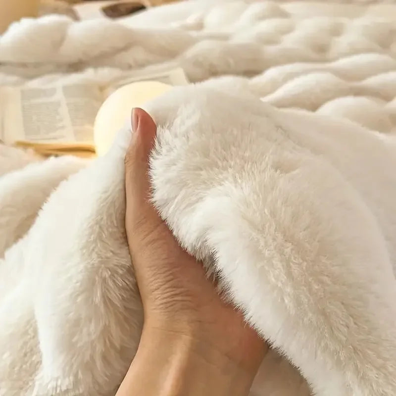 Reversible Faux Fur Throw Blanket-Metro Lane Plaza