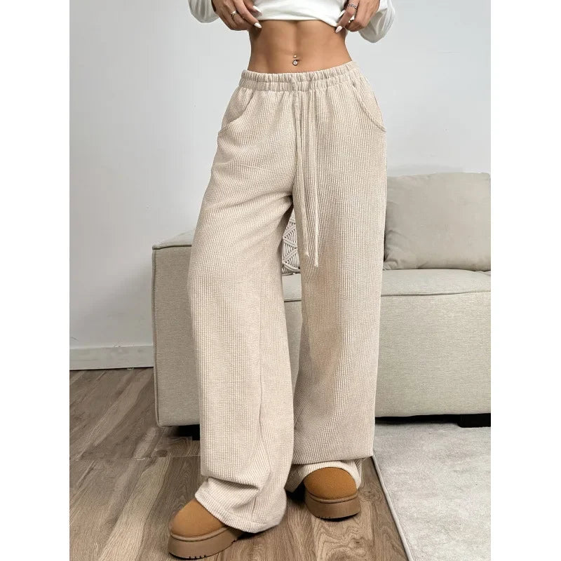 Autumn/Winter | Women's High-Waisted Relaxed Fit Corduroy Pants-Metro Lane Plaza