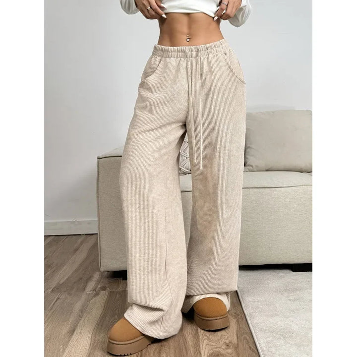 Autumn/Winter | Women's High-Waisted Relaxed Fit Corduroy Pants-Metro Lane Plaza