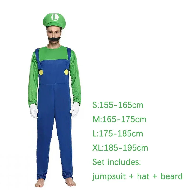 Super Mario Luigi Brothers Cosplay Costume Set for Halloween