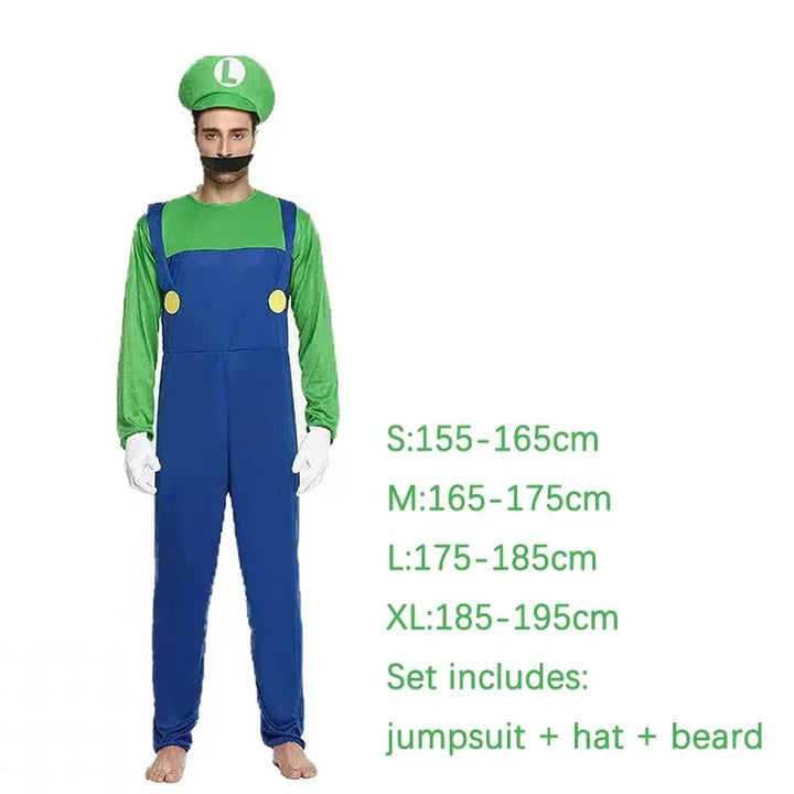 Super Mario Luigi Brothers Cosplay Costume Set for Halloween