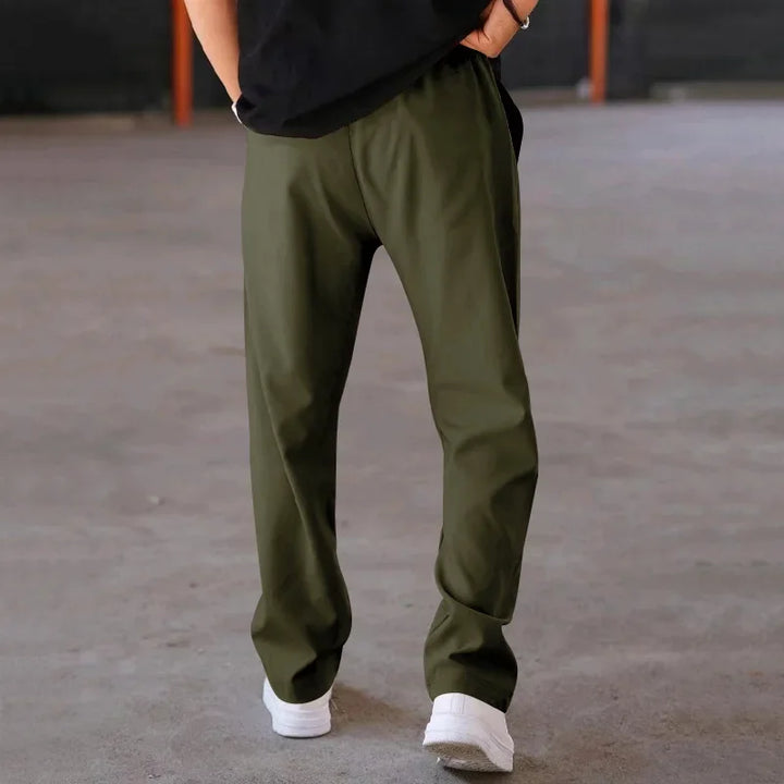 John | Men's Loose-Fit Straight Trousers with Pockets and Drawstring-Metro Lane Plaza