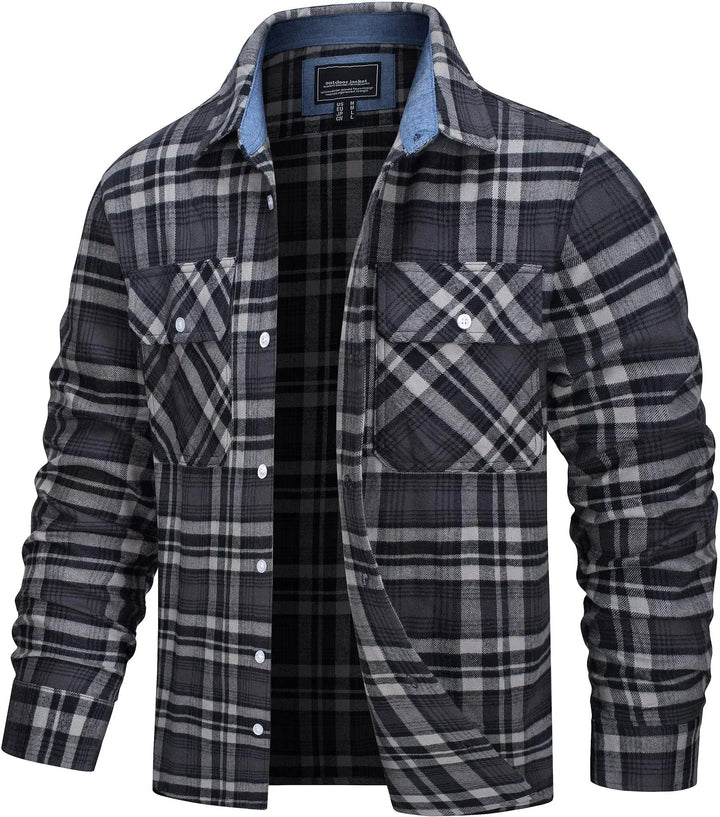 Men's Stylish Cotton Checked Flannel Shirt Jacket-Metro Lane Plaza