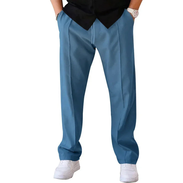 John | Men's Loose-Fit Straight Trousers with Pockets and Drawstring-Metro Lane Plaza