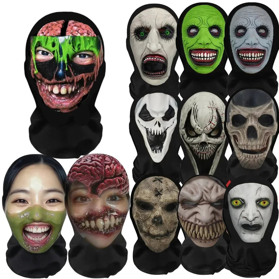 Conjunto divertido de peruca e máscara de cosplay para o Halloween, acessórios criativos para a cabeça e adereços de fantasia