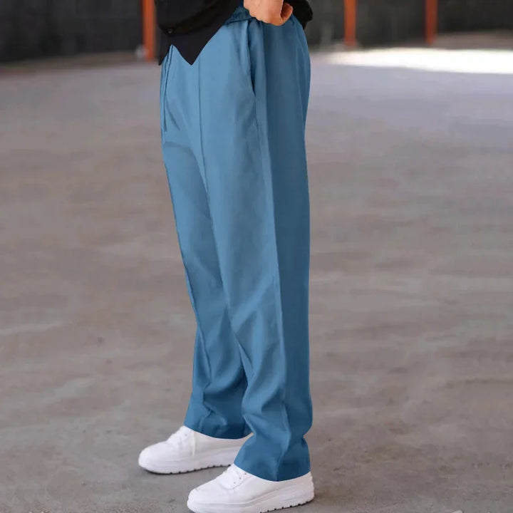 John | Men's Loose-Fit Straight Trousers with Pockets and Drawstring-Metro Lane Plaza