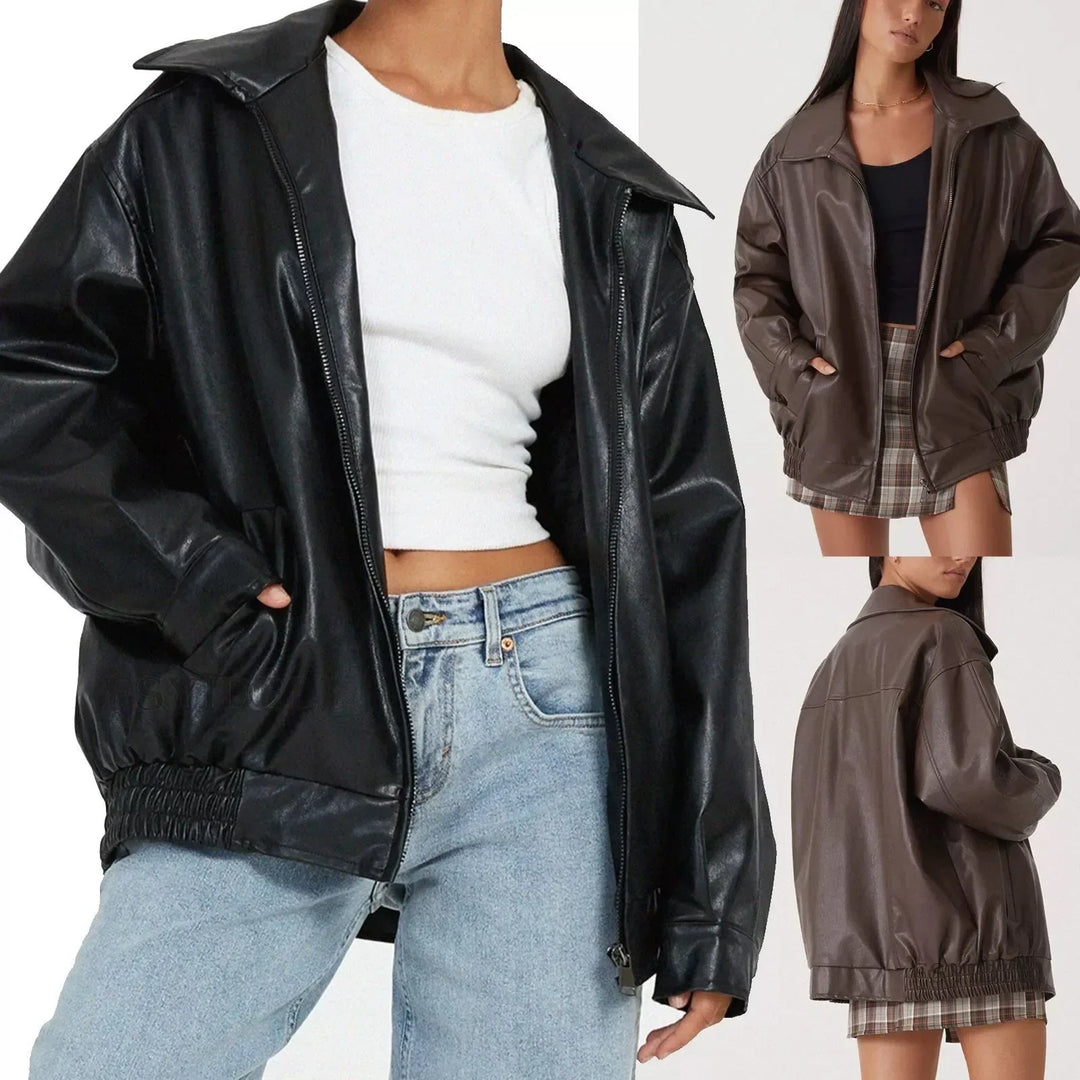 Oversize-Lederjacke für Damen