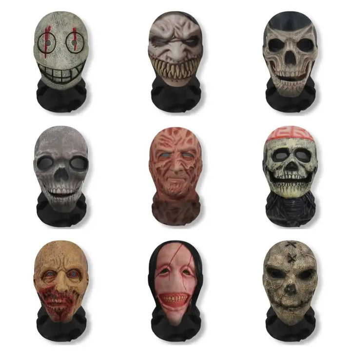 Máscara 3D de Ghost Face para o Halloween, acessório de fantasia com malha elástica e cobertura integral da cabeça em forma de caveira