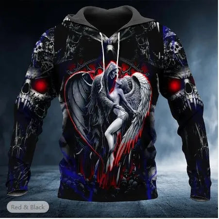 Herren-Pullover-Hoodie mit 3D-Schädelprint – lässige Herbstmode