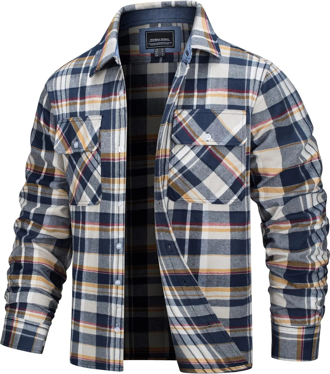 Men's Stylish Cotton Checked Flannel Shirt Jacket-Metro Lane Plaza