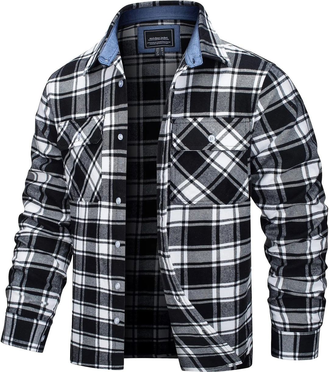 Men's Stylish Cotton Checked Flannel Shirt Jacket-Metro Lane Plaza