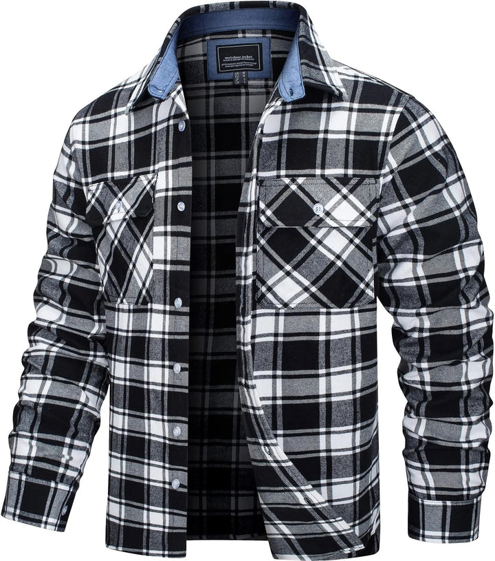 Men's Stylish Cotton Checked Flannel Shirt Jacket-Metro Lane Plaza