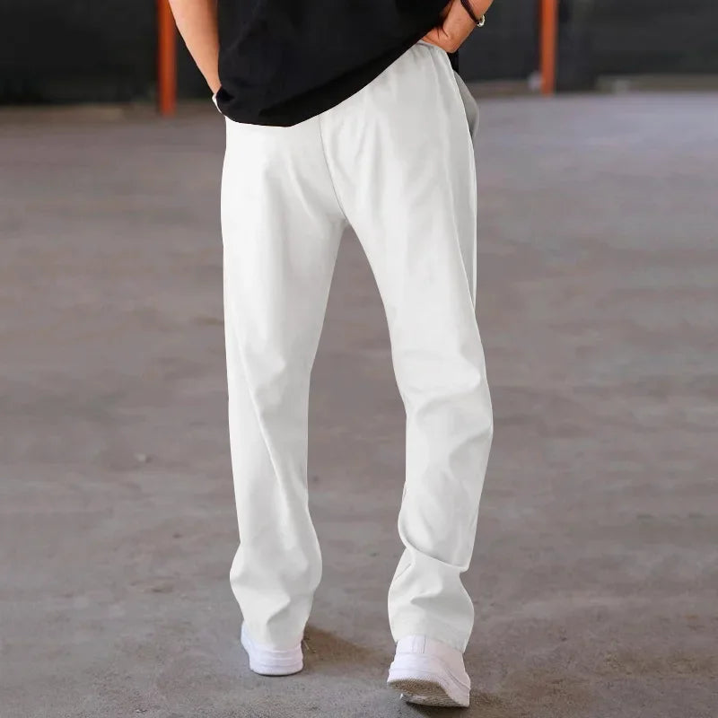 John | Men's Loose-Fit Straight Trousers with Pockets and Drawstring-Metro Lane Plaza